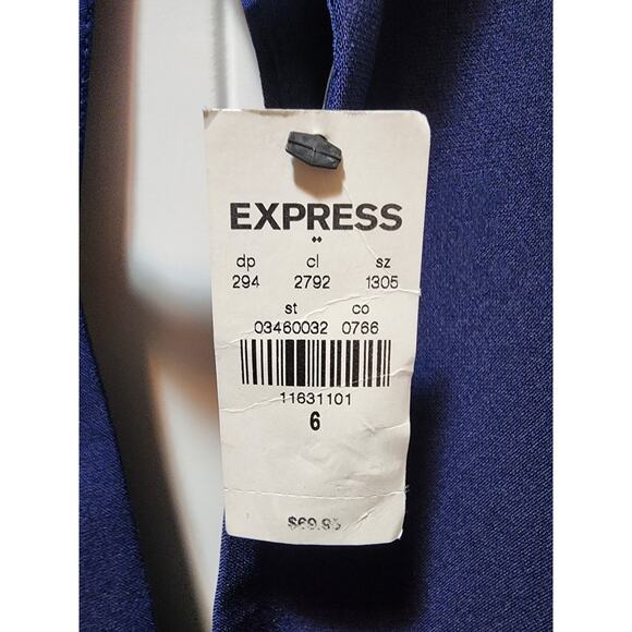 NEW Express Blue Mock Neck Sleeveless Keyhole Sexy Sheath Dress Lace Back Size 6 - Picture 4 of 10